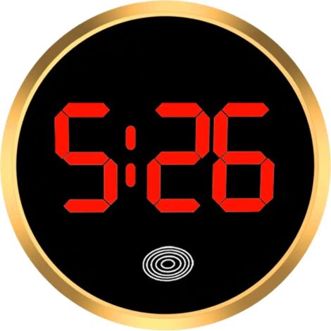 Horloge numérique de tableau de bord pour véhicule, horloge embarquée, affichage de l'heure par LED, horloge tactile pour véhicule, peut être collée sur le tableau de bord avec des lumières dorées et (1/4)