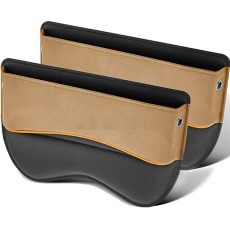 Boîte de rangement de voiture en cuir suédé pour console centrale, poche latérale, porte-monnaie et organiseur de téléphone - Marron (1/4)
