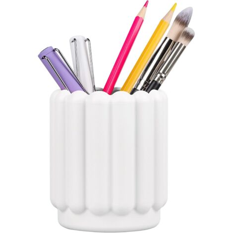 Porte-stylo en silicone 2 pièces, pot à crayons mignon pour enfants (blanc) (1/4)