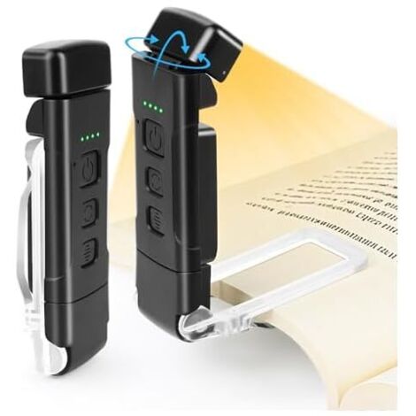 Lampe de lecture rechargeable par USB, lampe de lecture pliable ultra-portable, livrée avec une pince à épiler, parfaite pour les amoureux des livres, noire.