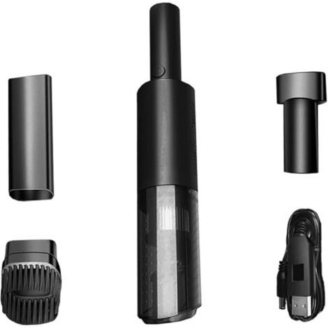 Kit aspirateur de voiture portable sans fil avec aspirateur intégré, pour le nettoyage de la voiture et des animaux domestiques, noir. (1/5)
