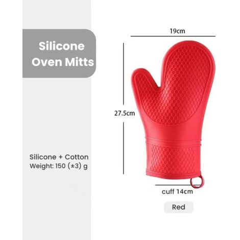 Gants de cuisine en silicone, gants de cuisine avec doublure en coton, gants de cuisine en 2 pièces, résistants à la chaleur et antidérapants, adaptés pour griller, cuisiner et faire cuire au four, ro (1/4)