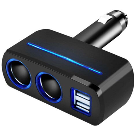 Adaptateur allume-cigare 12 V pour voiture avec double port USB, double répartiteur et prise de type S