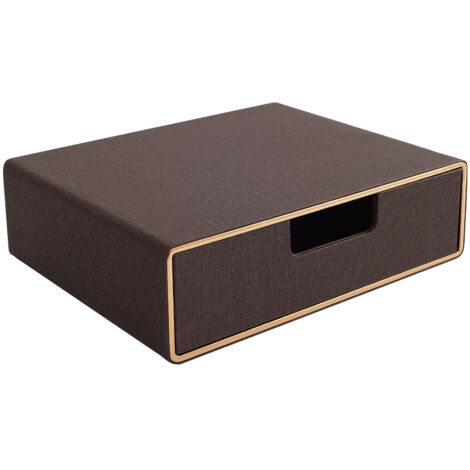 Boîte de rangement en cuir PU et MDF pour documents et fournitures de bureau, organiseur de bureau, secrétaire de bureau – système de rangement en panneaux de fibres et papier, couleur café. (1/5)
