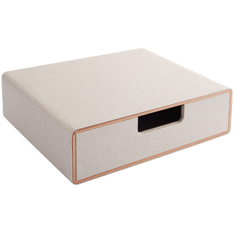 Boîte de rangement en cuir PU et MDF pour documents et fournitures de bureau, organiseur de bureau, secrétaire de bureau – système de rangement en panneaux de fibres et papier, beige. (1/3)