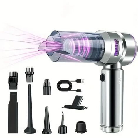 Aspirateur de voiture portatif sans balais, aspiration et gonflage haute puissance combinés, mini aspirateur de voiture double usage avec forte aspiration. (1/5)