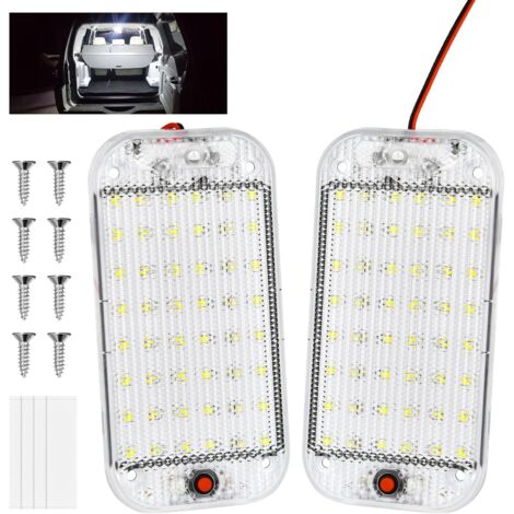 Bande lumineuse LED intérieure, 2 lots de 48 LED 12V 10W, avec interrupteur, éclairage blanc 800LM, convient aux voitures/camions/camping-cars/bateaux/fourgonnettes (1/5)