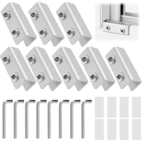 Kit de 8 verrous pour fenêtres coulissantes - Verrous de sécurité pour fenêtres coulissantes - Convient aux portes et fenêtres coulissantes - Argent (1/4)