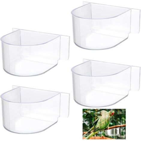 Ensemble de 4 mangeoires pour cages à oiseaux, distributeur de nourriture et d'eau, à utiliser dans les cages. (1/5)