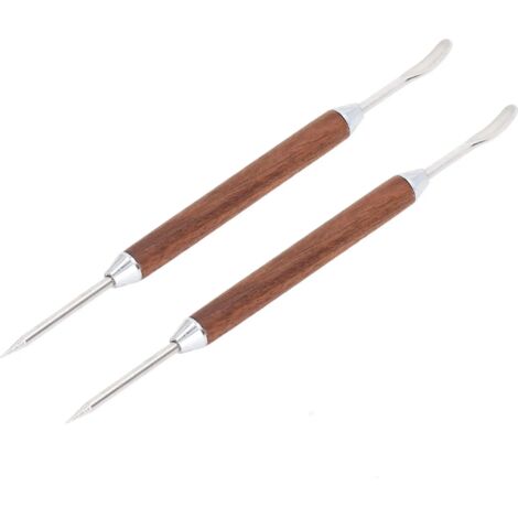 Lot de 2 stylos à café décoratifs, aiguilles à coudre fantaisie en acier inoxydable à manche en bois, idéales pour les décorations DIY. (1/3)