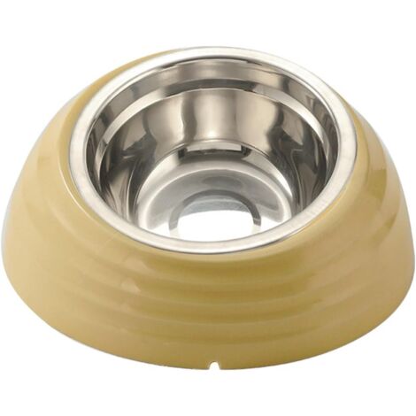 Gamelle inclinée en acier inoxydable pour chat - Gamelle anti-basculement en acier inoxydable - Jaune (1/5)