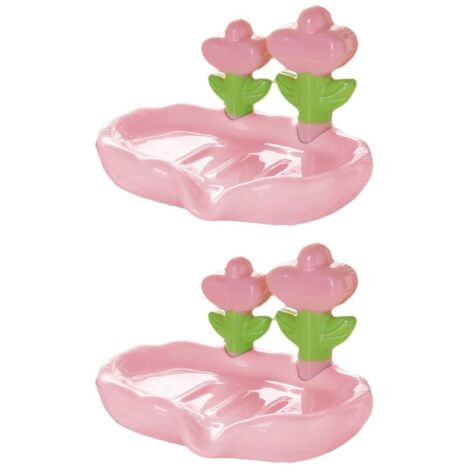 Ensemble de 2 porte-savons à motif floral, égouttage rapide, idéal pour la cuisine et la salle de bain. Porte-savon à motif floral, décoration de comptoir, récipient en plastique pour shampoing/savon (1/3)