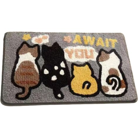 Tapis de porte doux pour chat 40x60cm, avec dos antidérapant, durable et facile à nettoyer, parfait pour les chambres, les salons, les chambres d'enfants et comme paillasson. (1/5)