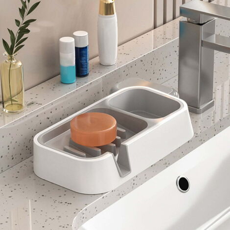Porte-savon autonettoyant, élégant plateau porte-savon en forme de bande, accessoire de salle de bain multifonctionnel, adapté aux salles de douche, aux baignoires et aux plans de travail d'évier de c (1/5)
