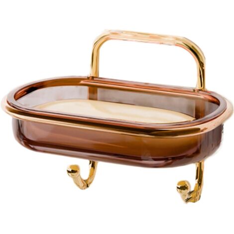 Porte-savon mural, support de savon pour douche Porte-savon adhésif Accessoire de salle de bain, distributeur de savon à drainage facile, convient aux douches de la cuisine et de la maison, avec éta (1/4)