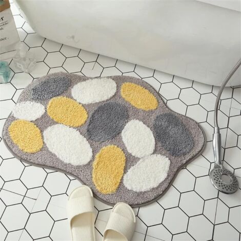 Tapis de bain mignon/antidérapant, absorbant, ultra doux, design adorable, 45x65cm, motif galets. (1/5)