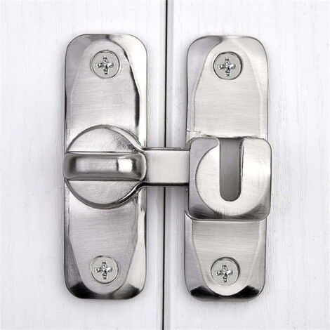 loquet de porte à 90/180 degrés, verrou à goupille, verrou à came, verrou à tige de porte et de fenêtre à pousser/tirer, verrou de porte coulissante à pousser/tirer (argenté) (1/4)