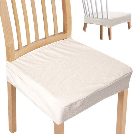 Housses de chaises de salle à manger imperméables, ensemble de 4 pièces, housses de chaises élastiques jacquard amovibles et lavables, housses de dossier non incluses, beige. (1/3)