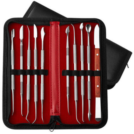 10-piece stainless steel sculpting tool set, double-headed design, for precise modeling-Crezuo (1/5)