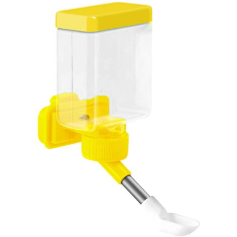 Distributeur d'eau en forme de cage à oiseaux, facile à installer, accessoires de cage transparents, garde propre et rangé, jaune. (1/5)