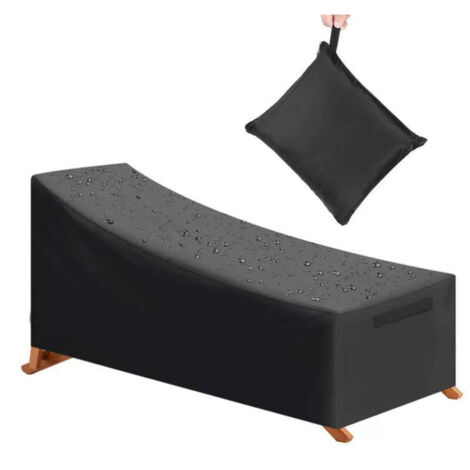 Housse de protection imperméable, coupe-vent, anti-UV et solaire, en tissu Oxford 210D, pour chaise longue (210 x 75 x 40/80 cm) – Noire-Crezuo (1/5)