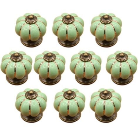 (Vert)10 Pcs Boutons de tiroir en céramique bouton de meuble pour tiroirs et placards de cuisine-Crezuo (1/4)