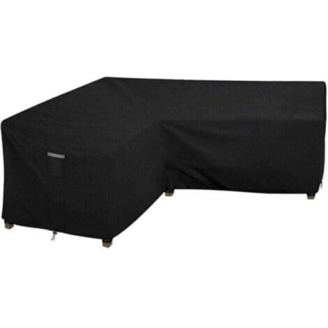 Housse Salon de Jardin en L Imperméable, Tissu Oxford 210D, Coupe-Vent, Anti-UV Housse de Protection Canapé Extérieur en Forme(215x215x87x80cm) - Noir-Crezuo (1/4)