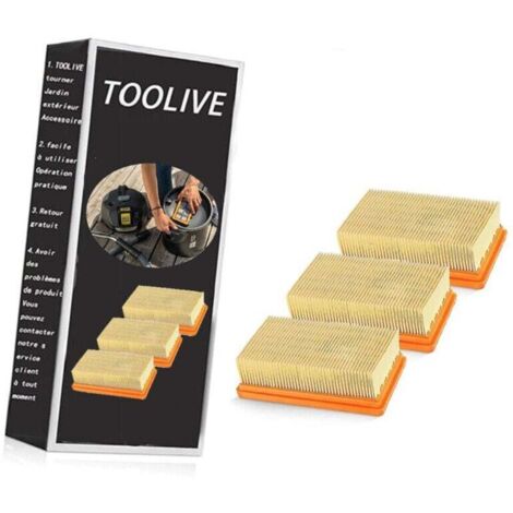 Lot de 3 filtres plissés plats de rechange Karcher Mv4 Mv5 Mv6 Wd4 Wd5 Wd6, Wd4p Wd5p Wd6p Wet-dry Vacuu--Crezuo (1/3)