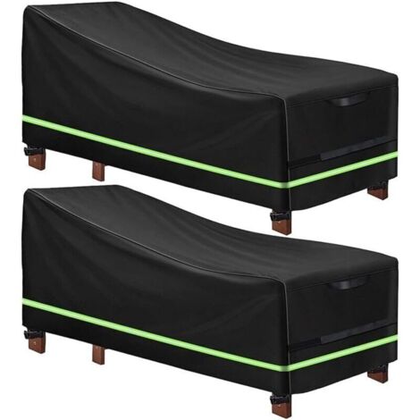 2 packs de housses de chaise longue avec bande réfléchissante, tissu Oxford 420D résistant, housse de chaise longue de jardin imperméable et coupe-vent-Crezuo (1/4)