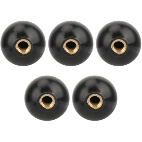 Bouton de boule filetée, 5pcs M10x35 boule de manette ronde en noir en bakélite avec bouton de levier pour opération de la machine, poignées de rechange-Crezuo (1/4)