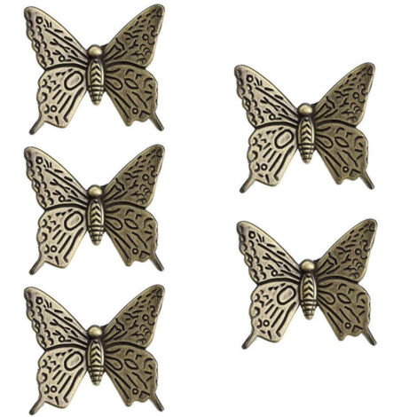 (Bronze)5pcs Poignées Rétro de Meubles de Tiroir, Vintage Papillon de Porte de Placard en Alliage de Zinc 43mm-Crezuo (1/4)