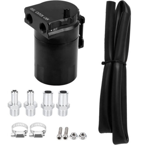 Réservoir de récupération d'huile moteur universel en aluminium pour voiture, kit de reniflard noir-Crezuo (1/5)
