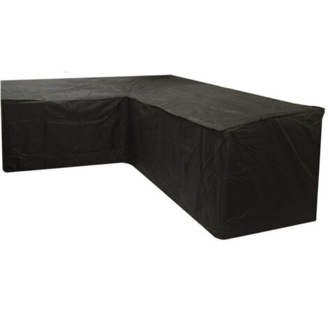 Housse de canapé de jardin en forme de L, imperméable, coupe-vent, anti-UV, tissu Oxford pour canapé d'angle en rotin, 21521587cm – Noir-Crezuo (1/4)