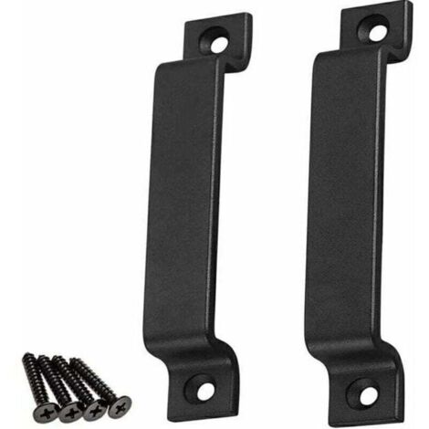 noir Poignée de porte de grange, 2 poignées de porte de grange pour porte en bois, pour portail/abri de jardin, armoires de cuisine, poignées de porte, placard, tiroir, meubles de chambre à coucher-Cr (1/4)