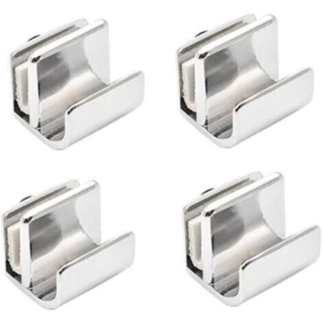 Ensemble de 4 poignées pour portes en verre, en alliage de zinc, sans perçage, pour vitrines, armoires, tiroirs de 3 à 5 mm d'épaisseur.-Crezuo (1/4)
