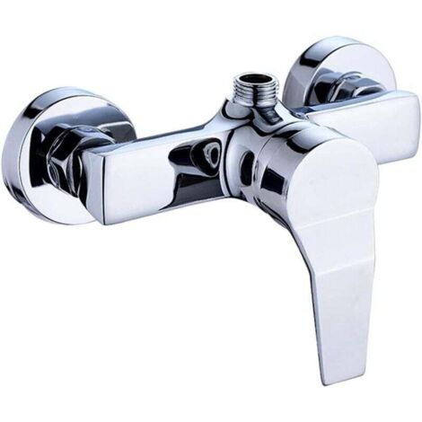 Robinet mitigeur de douche mural en laiton pour salle de bain eau froide et chaude à levier unique, chromé-Crezuo (1/4)