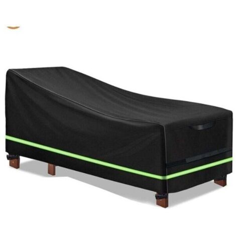 Housse de chaise longue en bois Oxford 420D, 65 x 95 x 155 cm, anti-poussière, protège du soleil, du vent, de la pluie, de la neige et d'autres éléments (noir)-Crezuo (1/4)