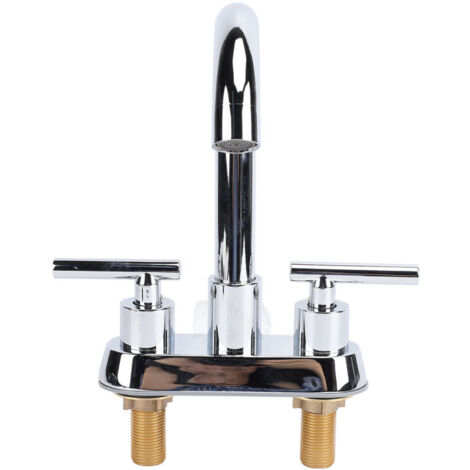 Robinet d'évier avec double poignées, mitigeur d'eau chaude et froide, en acier inoxydable 304, pour cuisine et salle de bains-Crezuo (1/4)