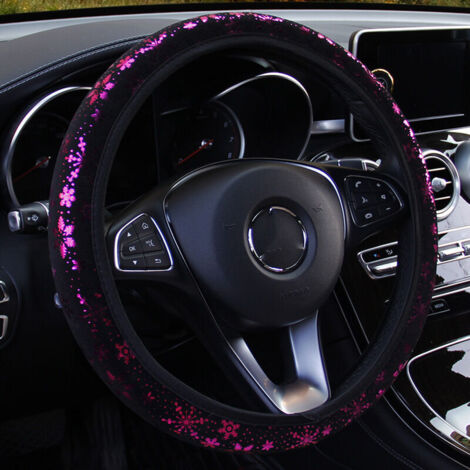 (Violet) Couvre-volant de voiture pour femme mignon flocon de neige brillant anti-dérapant 38cm / 15in-Crezuo (1/4)