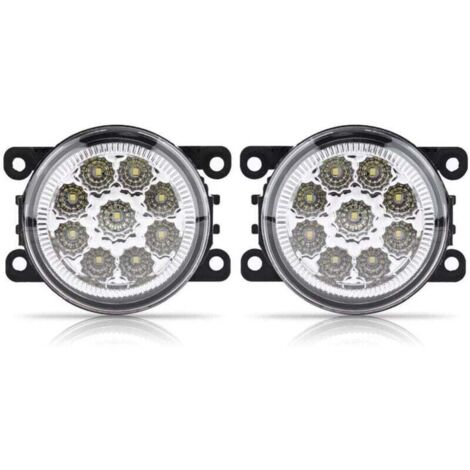 Fog Light Ranger,Fog Light Ranger, Feux Diurnes Rond,Fendinebbia+Smart+450,Feux De Jour Led Fiat Drl Voiture Antibrouillard,Antibrouillard,9 Led Voiture Avant Rond Antibrouillard Drl Feux De-Crezuo (1/4)