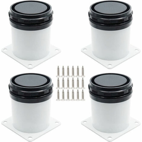 Ensemble de 4 Pieds de Meuble Réglables - Acier Inoxydable - Avec Vis - Blanc - Hauteur de 5cm-Crezuo (1/4)