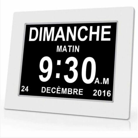 Horloge calendrier numérique - One Piece - 7 pouces - Avec date et heure - Horloge Alzheimer pour parents - Rappel de médicaments pour grands-parents et enfants - Blanc - 20.414.32.4cm-Crezuo (1/4)