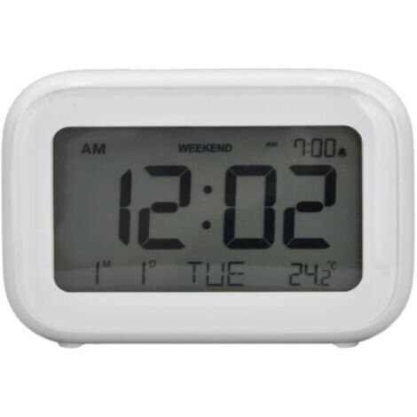 Mini réveil numérique avec écran LCD fonction Snooze formats 12H 24H pour chambre voyage bureau blanc-Crezuo (1/4)