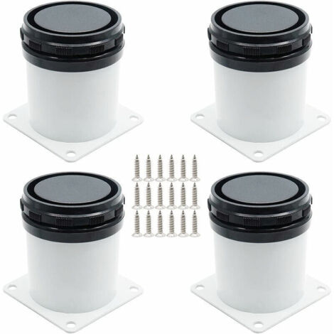 Ensemble de 4 Pieds de Meuble Réglables - Acier Inoxydable - Avec Vis - Blanc - Hauteur de 5cm-Crezuo (1/4)