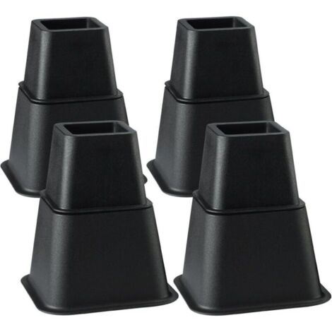 Rehausseur Pieds de lit Rehausseur Meuble,Ajouter 3 Hauteurs Réglables de 7,5CM 13CM ou 20,5CM (4 Paires, Noir)-Crezuo (1/4)
