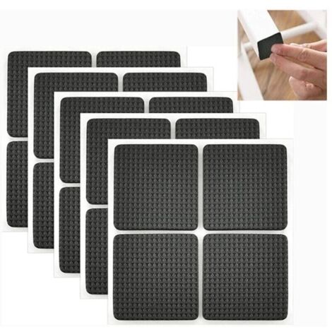24pices Patin Antiderapant Caoutchouc Tampon Caoutchouc Adhesif Patin Feutre de Chaise Anti Bruit Tampon Pied de Chaise Carr ,Meubles Adhsif pour la Protection des Carreaux, Tables, 4 x 4cm (Noir)-Cre (1/4)