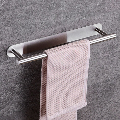 Porte Serviettes Mural 40 cm - Acier INOX sans Rouille - Serviette Barre Convient dans la Salle de Bain ou la Cuisine - Auto-adhésif 3M Robuste s-Crezuo (1/4)