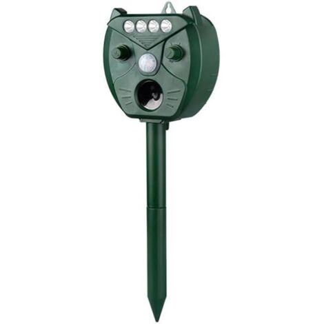 Répulsif solaire à ultrasons pour animaux, répulsif USB pour chat avec capteur de mouvement pour rats, écureuils, cerfs, ratons laveurs, mouffettes, lapins, taupes, chiens, chats, étanche-Crezuo (1/4)
