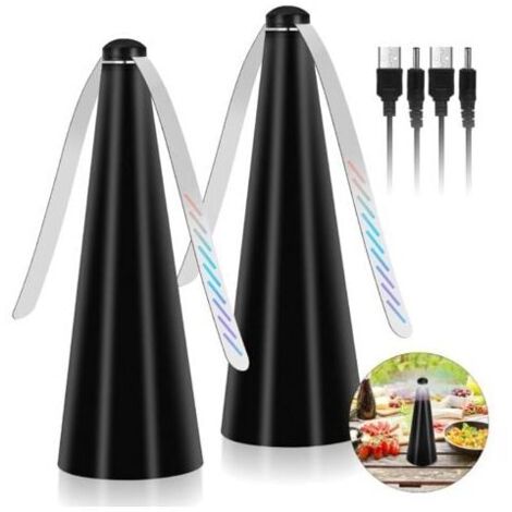 Ventilateur Anti-Mouche, Lot de 2 répulsifs Anti-moustiques sans Utiliser de Produits Chimiques, pour éloigner Les Mouches et Les Insectes de la Nourriture, pour Camping Salle à Manger Jardin (Noir)-C (1/3)