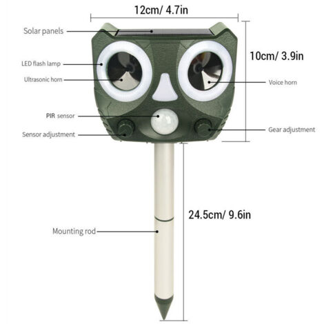Soar – répulsif ultrasonique pour animaux, oiseau, renard, chat, dispositif de dissuasion pour jardin, ferme, cour-Crezuo (1/4)